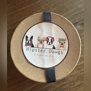 Vintage Frenchie French Bulldog Boston Terrier Plates Mint In Box Unused!